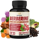 Berberine cu scorțișoară Ceylon, Turmeric, Thistle lapte, Anghinare, Pepper negru - 150 Conte - Pachet de 1