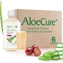 AloeCure USDA Organic Aloe Vera suc de struguri aroma, realizate în termen de 12 ore de recoltare - Aloe Vera pură Digestive & Immune Health Supplement, ajută la menţinerea echilibrului aciditatea stomacului, 16.7oz x 6 Btls