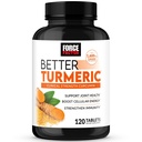 Force FACTOR Curcumin Turmeric 1600 mg cu Pepper negru & ghimbir, Clinic de sprijin comun de putere Supliment, Absorbţie superioară, 120 comprimate