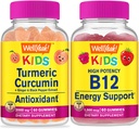 Ei bine Da Curcumina Turmerica Copii + Vitamina B12 Copii, Gume Bundle - mare Tasting, Supliment de vitamine, Gluten gratuit, OMG gratuit, Gummy mesteca
