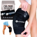 ActiveWrap - Knee Ice Pack Wrap with Compression, 2 Reutilizabile Gel Heat & Cold Packs for Genee Packs, Sore Legs & Shin Splints. Înfășurare flexibilă la rece pentru leziuni și control al umflăturilor și suport comun - o dimensiune se potrivește cel mai mult
