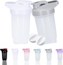 Shaker Bottle Proteine Shakes Cup și 10-Ounce/300ML Shaker-Bottle cu bile Whisk, Set de Shaker de proteine, din plastic non-BPA (Grey+White(2PCS)))