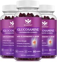 Glucosamină Chondroitin Gumies cu MSM & Elderberry - 1500 mg Glucosamină Chondroitin Gummies Suplimentul pentru flexibilitate şi suport imun pentru bărbaţi şi femei, 60 Gummies (3 ambalaj)