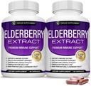 Capsule de soc organice cu extract de sambucus - fructe de soc pure pentru suport imunitar, sanatate si puternic antioxidant piele, stimularea imunitatea pentru barbati si femei, 60 capsule vegetale, non-GMO si nici zahar