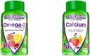 Vitafusion Omega-3 Gummy Vitamine, Berry Lemonade aroma, Heart Health Vitamine (1) și Vitamine masticabile de calciu Gummy pentru suport osos și dinți, fructe și smântână aromate