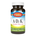 Carlson - Vitaminele A, D3, K2, 3000 mcg RAE Vitamina A, 125 mcg Vitamina D3, 90 mcg Vitamina K2 ca MK-7, Bone Building, Calciu Utilization, 120 Geluri Soft