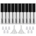 GTHER 10PCS 10ML Sticla tub de mascara goala cu bagheta de gene, Insertii de cauciuc & Funneluri Set pentru ulei de Castor / ulei de marime, container de crema DIY cu capac, negru