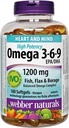 Webber Naturals Omega 3-6-9 High Potency 1200 mg · Pește, Flax & Borage, 180 softgels