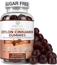 Ceylon Gummies cu scorțișoară fără zahăr (2.000 mg/Serving) Ceylon Scorțișoară Supliment pentru sănătatea creierului, Vegan, Gluten-Free, Înlocuiți capsule cu scorțișoară ceylon, pastile, pulbere, extract (60 Chews)