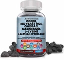 L-Lysine Coq10 Alpha Acid lipoic Gumies Red Yeast Rice Magneziu Gummy pentru adulți și copii - Amino Acid Suplimente Omega 3 Niacin Zinc Vitamina K2 D3 B3 - Vitamine pentru femei și bărbați - 60 Gummy Bears