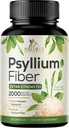 Psyllium Husk Powder Capsule 2000mg, Natural Daily Soluble & Insolubile pastile de fibre, Psyllium Husk Fiber Supplement Suporturi Digestion Colon Health & Regularity, Suplimentul pe bază de plante - 60 capsule