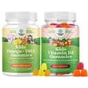 Bundle of Omega DHA Gummies for Kids - Grăsani Acidi Omega 3 6 9 - Vitamina C pentru creier, Imunitate & Vision and Vitamina D Gummies for Kids - 1000 UI Per Serving - Immune Support Muscle Teeth & Bone Health