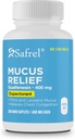 Safrel Pharma Mucus Relief Guaifensin 400 mg - Expector de acţiune rapidă, Thins şi Loosens Mucus, Relieves Congestia toracică, Tuse, Rece şi Flu 