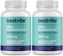 Ultra Benfotiamină 600 mg per capsulă (120 capsule vegetariene) (60x2) Fără Stearate - Nu Silicon Dioxid - Vegan - Non OMG - Gluten Free - Concentrație maximă Benfotiamină