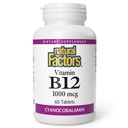 Factori naturali, vitamina B12 Cyanocobalamină 1000 mcg, susţine producerea de energie şi celule roşii sanguine, 60 comprimate (60 porţii)