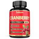 Satoomi 6in1 Pastile de cranberry pentru femei - 3-Lonth Supply - 6 Ingrediente din plante Extract - 90 Capsule vegetale