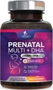 Vitamine prenatale cu acid folic & DHA, suport pentru dezvoltarea creierului fetal cu Folate & Omega 3, multivitamine prenatale pentru femei, vitamina A, C, D, B6, B12 & Fier, Suplimentul pentru sarcină - 240 Softgels