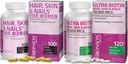 Bronson Hair, Piele & Nails cu Biotin Supliment suplimentar de vitamina pentru femei + Ultra Biotin 10000 Mcg