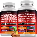 Ceylon Scorțișoară, Turmeric, Oțet de cidru de mere, Ginseng, Aloe Vera, Berberine Plus Banaba, Root Ginger - 120 Conte