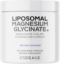 Codeaj Suplimentul Glicinat de magneziu lipozomal, alimentare cu 2 luni, Chelat de magneziu biglicinat, Pastile Minerale de Magneziu Chelated Magneziu, Capsule de vitamine BioPerine Black Pepper, Non-GMO Vegan, 240 ct