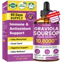 Graviola Soursop Leaf Extract lichid - Soursop Bitters lichid, Suport Immune, Relaxa, Ficat si Somn, Zahăr & alcool-Free, Formula extrem de absorbabil, Passion Fruit Flavor, 2 Fl Oz