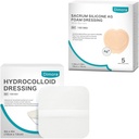 Hidrocoloid Wound Dressing, 10 Pack Ultra Thin 4" x 4" + Ag Silver Sacrum Wound Bandaje dressing Silicon Linie adezivă 7"x7"