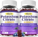 2 Pack Citrat de potasiu Gumries, Supliment de potasiu pentru sanatatea musculara, Crepa de picior si electrolit echilibru, Vegan, Non-GMO, Gluten-Free, Aroma de afine, 120 Conte