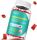 Ashwagandha Gummies cu L-theanine, Ashwa Root Supplement Gummy pentru femei, 60 căpșuni Gummies aromate