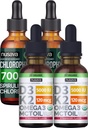 NUSAVA Aroma de căpșuni D3 K2 picături și picături de lichid Clorofile Bundle - vitamine lichide potente pentru inimă, articulație, energie, și suport imunitar - non-GMO, gluten-free, 2pk Fiecare