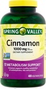 Spring Valley Scorțișoară Supliment 1000mg, 400 Capsule vegetariene, Conține Cassia, nu Ceylon. Suplimentul plantei pentru Wellness General. Luall
