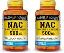 MASON NATURAL NAC N-Acetyl L-Cysteine 500 mg - Suportă sănătatea celulară, Boosterul sistemului imunitar, pentru Wellness General, 60 capsule (Pachetul de 2)