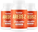 AREDS 2 Vitamine de ochi fără zahăr - Alternative la gume luteină pentru ochi - luteină pentru sănătatea ochilor - Vitamine de ochi premium fără zahăr - (Taxe masticabile) Cutie cu 3 flacoane