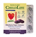 CHILDLIFE ESENȚIALS Elderberry Super-Immune SoftChew Gummies pentru copii - Suport imunitar cu vitamina C & Vitamina D3, Suplimentul imunitar de elderberry pentru copii, Copii & copii - Berry, 27 Softchews
