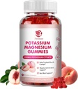 Gume de magneziu de potasiu - Glicinat de magneziu de înaltă absorbţie şi Citrat de potasiu 200 mg Plus Omega 3, B6, D3, K2 & Calciu - Gumă de mestecat pentru imunitate şi energie - Aroma de piersici - 60 Conte