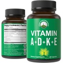 Vitamine D 5,000 ui + A + K + E Toate în 1 Capsulă Vegană uşor de înghiţit. ADK Suplimentul de vitamine cu E D3 K2. Vitamine esentiale pentru stare de spirit, imun, os, viziune, inima