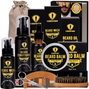 Ceenwes Upgraded Beard Grooming Kit - Balsam, Ulei, Perie, Comb, Balsam, Foarfece, Sac de depozitare pentru Barbă și mustață Trimming, Cadou perfect pentru bărbați