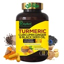 World 1st.Turmeric Curcumin Ginger și Black Seed Oil, 120 Caps, 2250mg, 95% Curcuminoide, BioPerin Adăugat, Extra Putere,Organic,Halalal,Vegan,Suport Immune System,Sprijin comun (120)