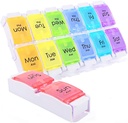 AM PM Organizator Pill de 2 ori pe zi, SZREDU Pilula de 7 zile, Removabil Daily Medicine Organizator de pastile, Marile Cazi Pilula Organizatorii de 7 zile,Weekly Supliment Boxe si Organizator de 2 ori pe zi