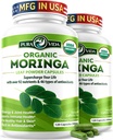 PURA VIDA MORINGA Capsule de origine unică Moringa pulbere organică. Moringa Leaf. Energie, Metabolizare, & Imun. 120ct. 500mg Caps. (Pachet de 2)