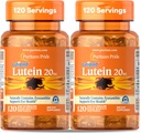 Pride Premium Lutigold Lutein Carotenoid 20 mg cu Zeaxantină pentru bărbaţi şi femei, Supliment alimentar pentru suport de sănătate oculară, 8 Luna de aprovizionare, 120 Easy-to-Swallow Softgels, 2 Pack