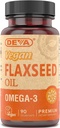 Deva Vegan Omega-3 Suplimentul ulei de in - 1000 MG Per Serving - Rece-Pressed & Nerafinat - Alternativa ulei de pește - cu Omega-3 ALA - 90 capsule, 1-Pack