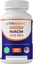 Vitamatic Niacin (Vitamina B3) 500 mg, Se susţine eliberarea, 240 comprimate - non-GMO & Gluten Free