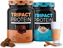 Proteina nurologie TRIPACT - Shake nutritie Premium - non-GMO Grass Fed Whey Proteine, Proteine Plant,Greene,Superfoods & Probiotice - 5g BCAAs - Cremy Chocolate & VanillaLatte w/Cinnamon 1.5lb Fiecare