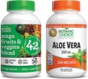 Alegerea botanică Mega fructe și legume Blend (60 capsule) + Aloe Vera (90 capsule) Bundle - Echilibrul energetic și Superfood Supplement + Digestive Health Support