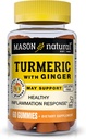 MASON NATURAL Turmeric cu Ginger Gummies, Natural Joint Support & Antioxidant Formula, Tropical Fruit Flavor, 60 Gummies
