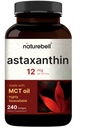 NatureBell Putere maxima Astaxanthin 12mg, 240 Softgels - 4 Luna alimentare - Antioxidant natural de Haematococcus Pluvialis Microalgae 