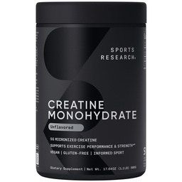 Sports Research Creatin Monohidrat - Gain Lean Muscle, Imbunatatirea performantei si a fortei si suport de antrenament recuperare* - 5 g Micronited Creatine - 17.64 oz