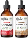 Ardei sălbatic și organic Cayenne Tinctură 4 fl oz și elm alunecos Tinctură 4 fl oz