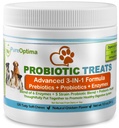 Probiotice Chews pentru câini, Enzime digestive + Prebiotice Îmbunătățește digestia, diaree, constipație, gaz, respirație urât mirositoare, Leaky Gut, Alergie Imunitate Suplimentul zilnic 120 Counts