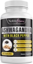 Ashwagandha organică cu Pepper negru pentru absorbţie imporvată. Rezistent la stres, creşte nivelurile de energie şi susţine îmbunătăţirea memoriei - 650 Mg 60 Capsule